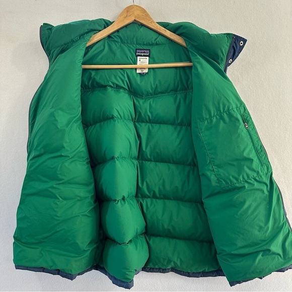 Patagonia Slingshot Goose Down Classic Puffer Vest Men's Size XXL Blue Green EUC - Picture 7 of 11